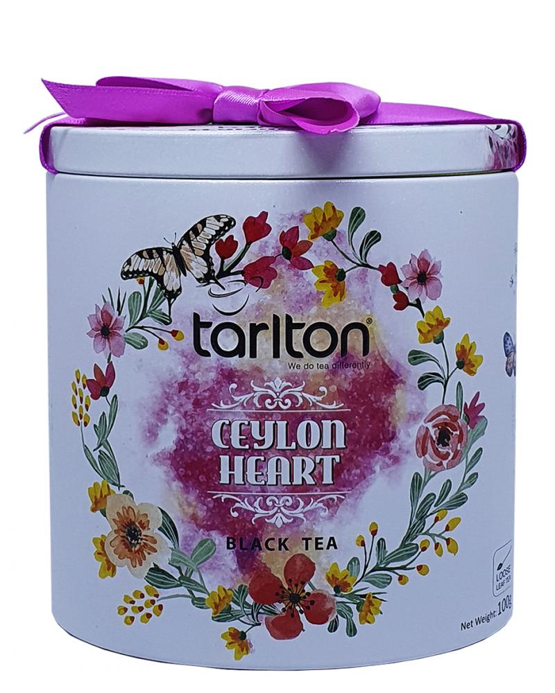 Чай Tarlton CEYLON HEART Серце Цейлона черный цейлонский листовой BOP с цветочным ароматом и вкусом карамели в металлической банке 100 г (53583)