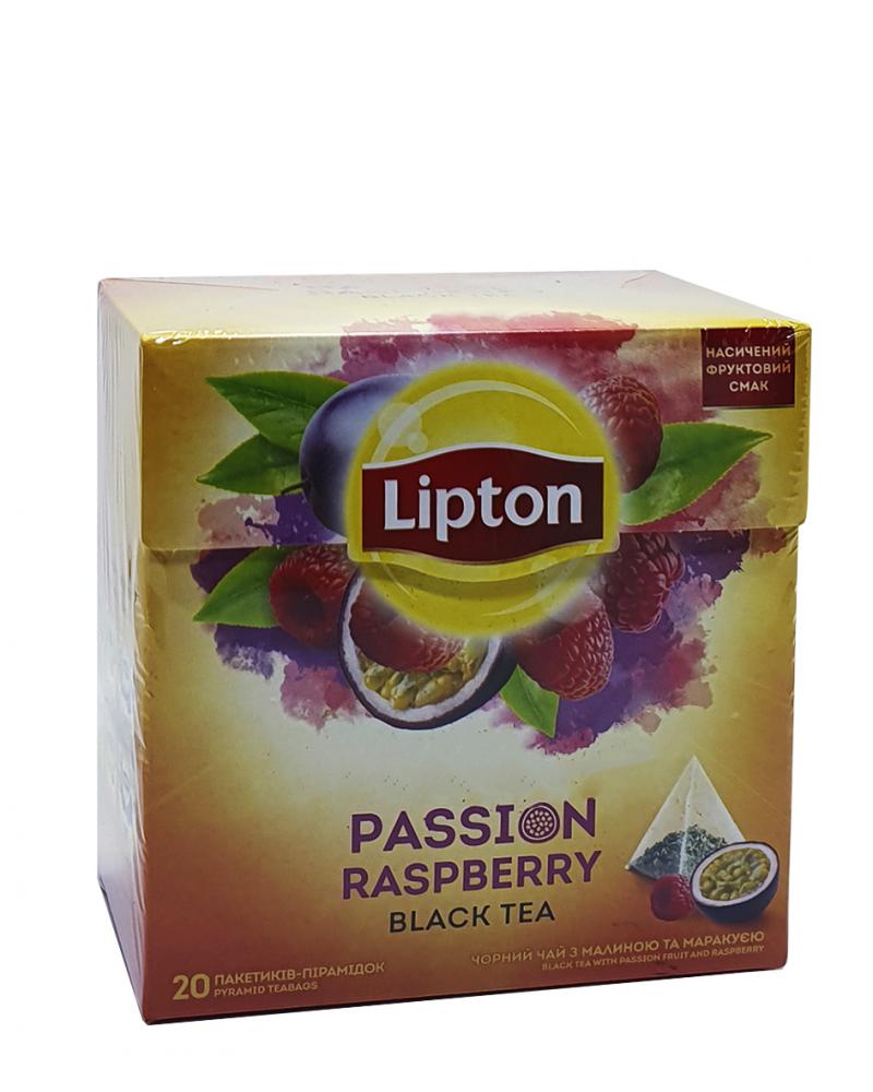 Чай Lipton Passion Raspberry черный с кусочками малины и маракуйи в пакетиках-пирамидках 20 х 1,6 г (52225)