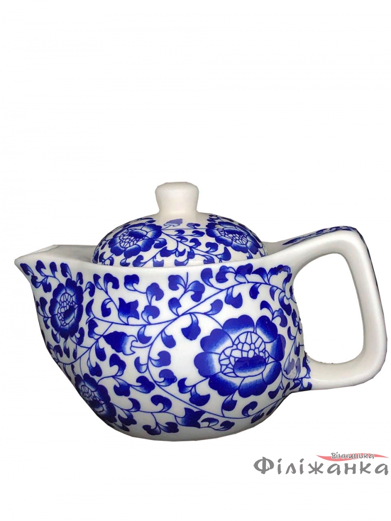 Чайник керамічний з ситом "Синя мальва" 350 мл (1292)