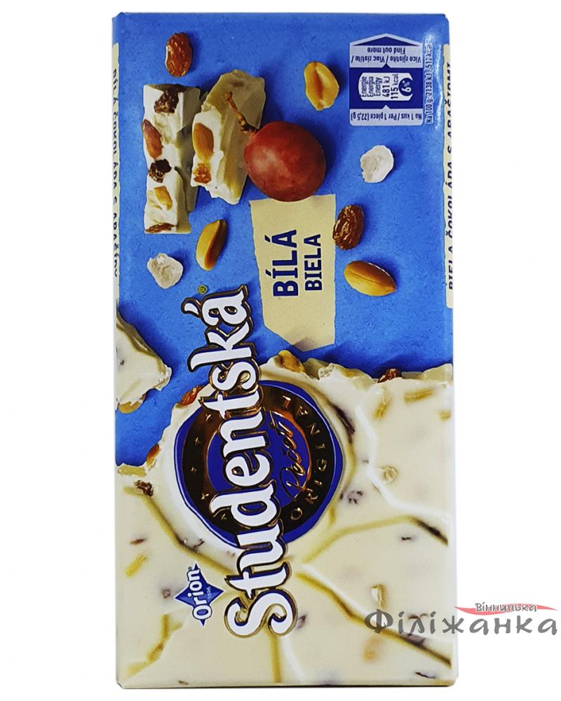 Шоколад Studentska Biela Білий з арахісом родзинками і желе 180 г (52210)