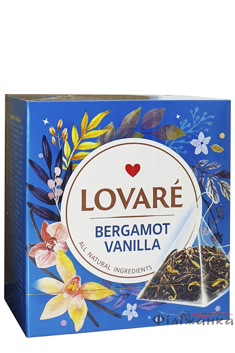 Чай Lovare Bergamot Vanilla чорний з ароматом ванілі і бергамоту у пірамідках 15 шт х 2 г (55434)