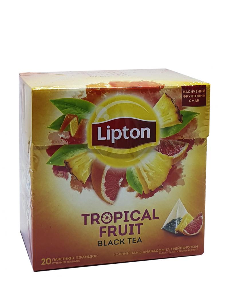 Чай Lipton Tropical Fruit черный с кусочками ананаса и цедрой грейпфрута в пакетиках-пирамидках 20 х 1,8 г (946)