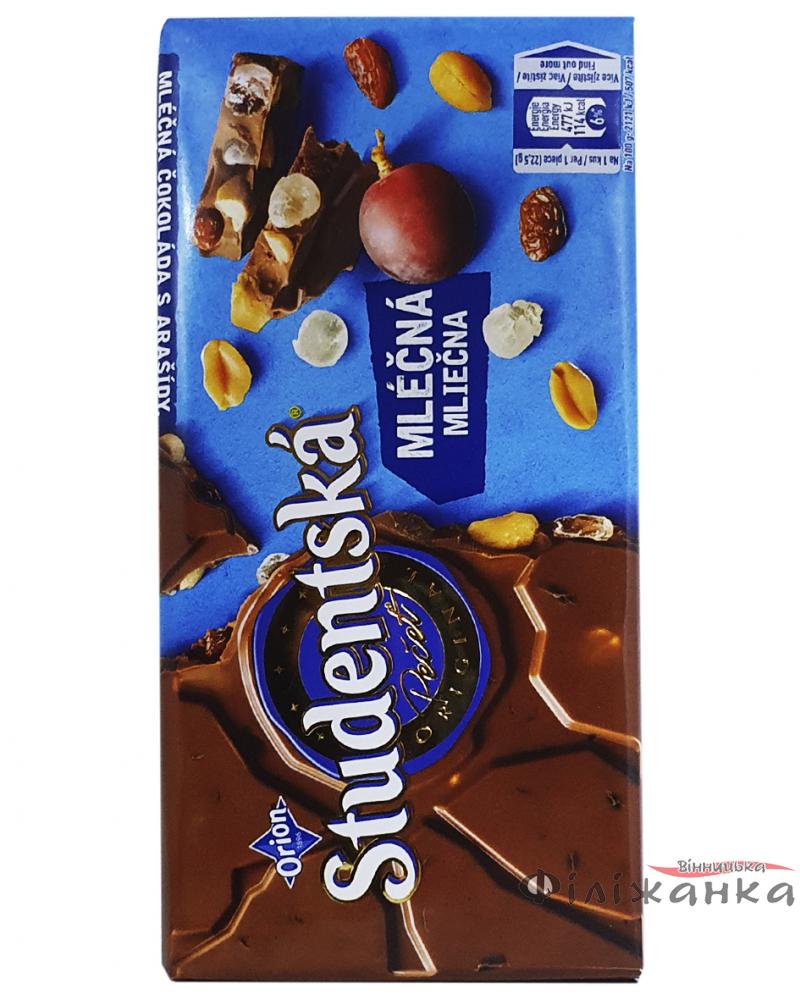 Шоколад Studentska Mlecna Молочный с арахисом изюмом и желе 180 г (52345)