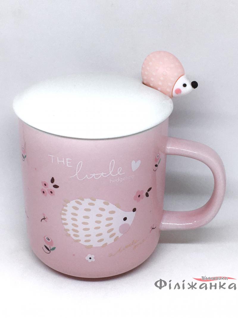 Кружка c крышкой и ложкой Great Coffee Розовый ежик (Розовая) 370 мл (53539)
