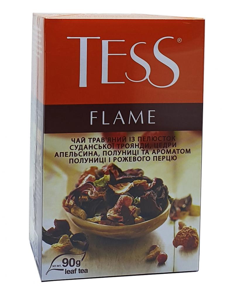 Чай Tess Flame каркаде с цедрой апельсина и кусочками клубники 90 г (52926)