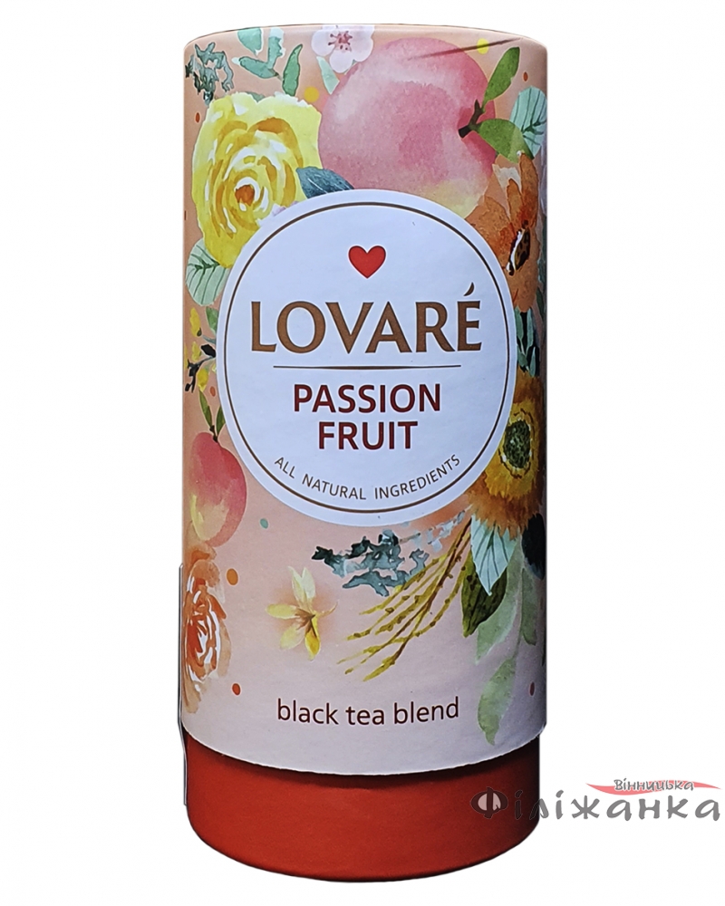 Чай Lovare Пристрасний фрукт чорний з ароматом персика 80 г (1413)