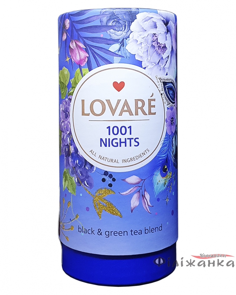 Чай Lovare 1001 ніч чорний з зеленим з ароматом винограду 80 г (1409)