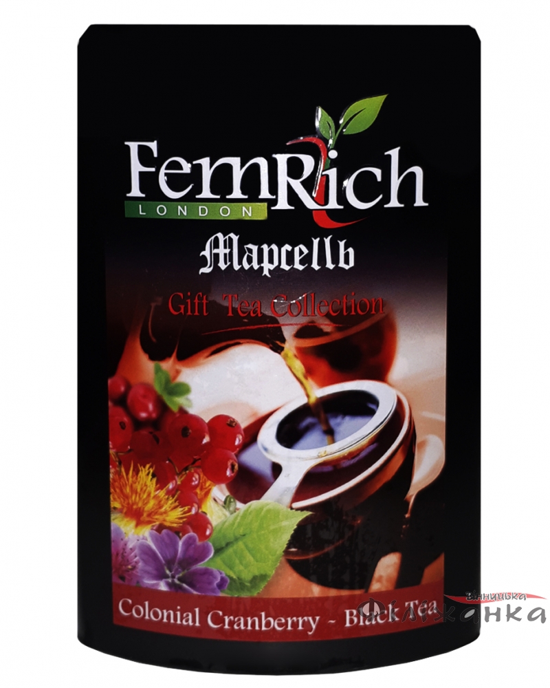Чай FemRich Журавлина чорний з журавлиною і пелюстками квітів 200 г (52459)