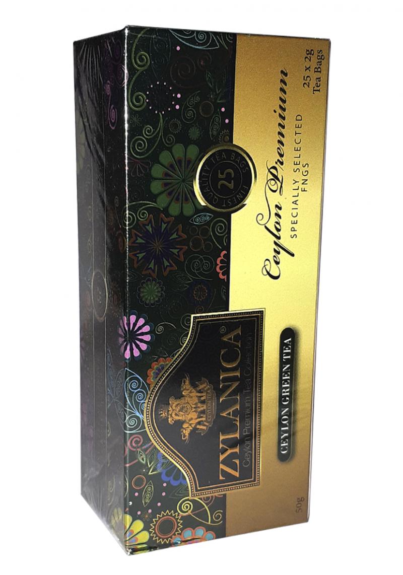 Чай зелений в пакетиках Zylanica Ceylon Premium 25 шт х 2 г (879)