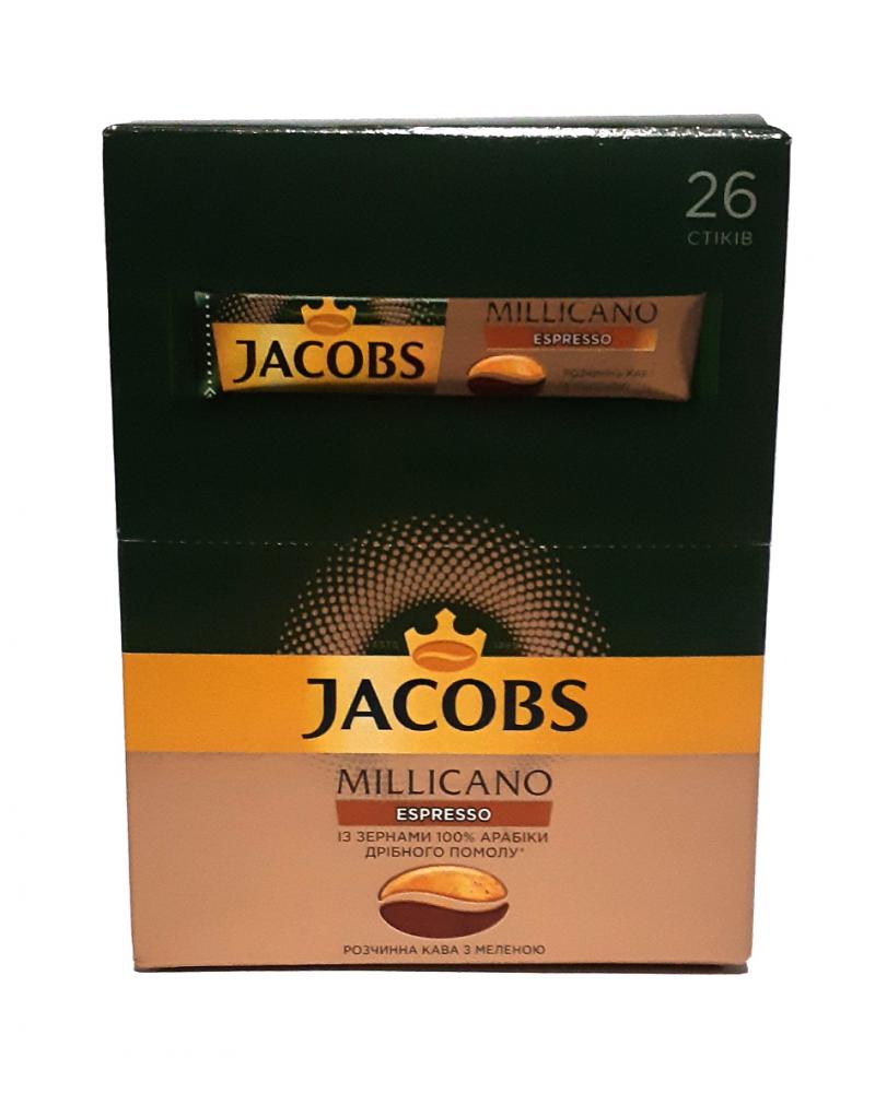 Кофе Jacobs Millicano Espresso  растворимый с добавлением молотого в стиках 26 х 1,8 г (52922)