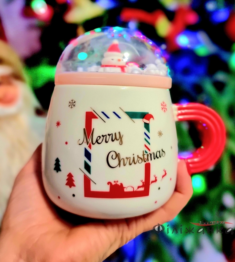 Чашка с крышкой "Рождественские праздники " белая олени 8030-226 (57653)
