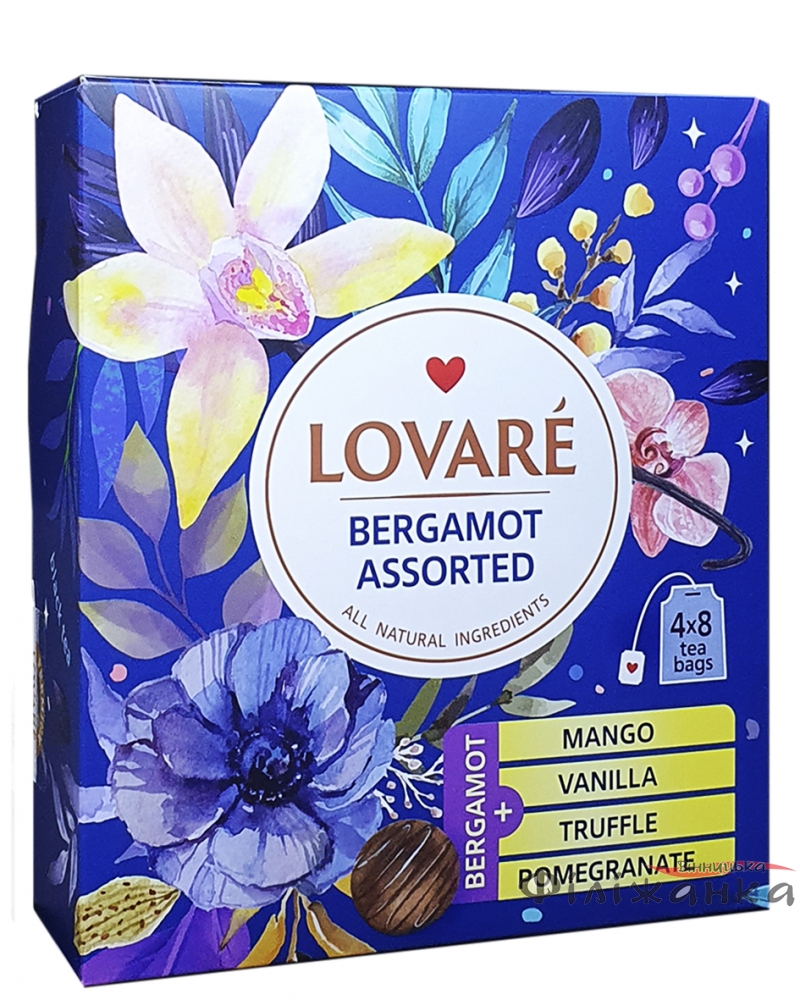 Чай Lovare Бергамот асорті чорний в наборі 4*8 пак 64 г (56358)