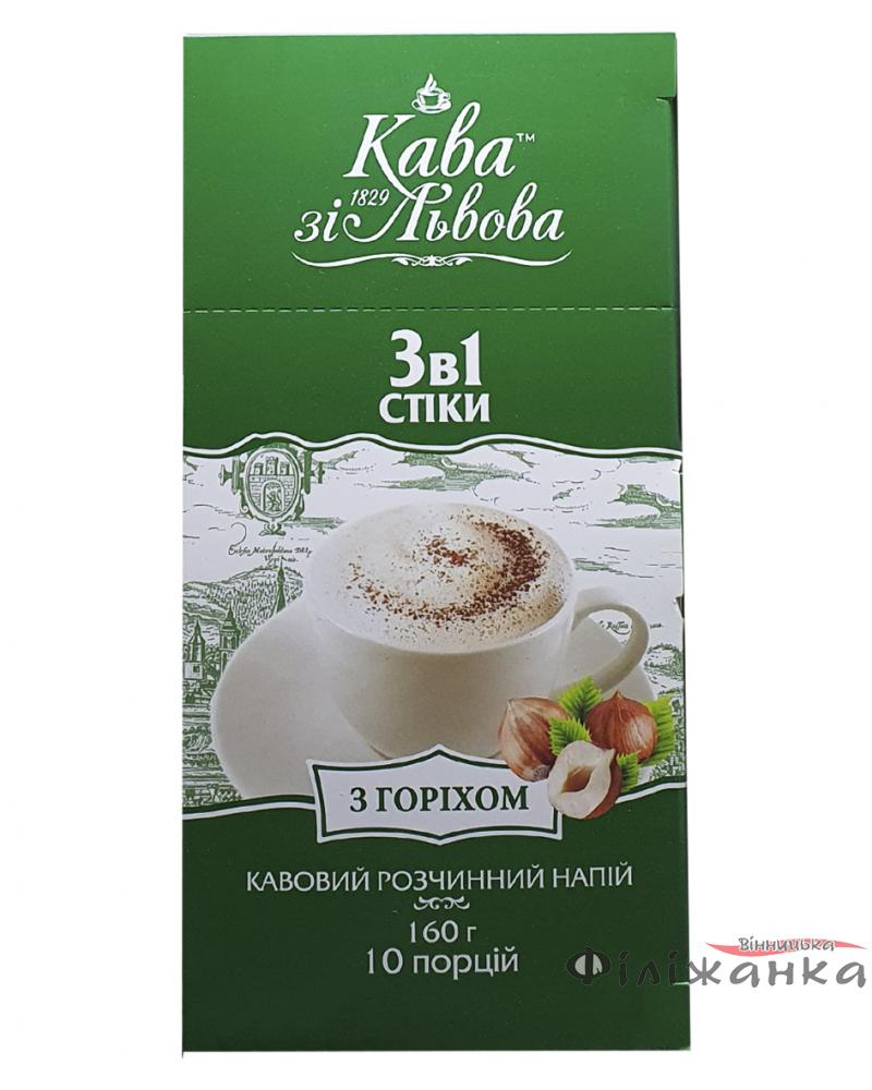 Кофейный напиток Кава зі Львова 3в1 С орехом в стиках 10 х 16 г (53297)