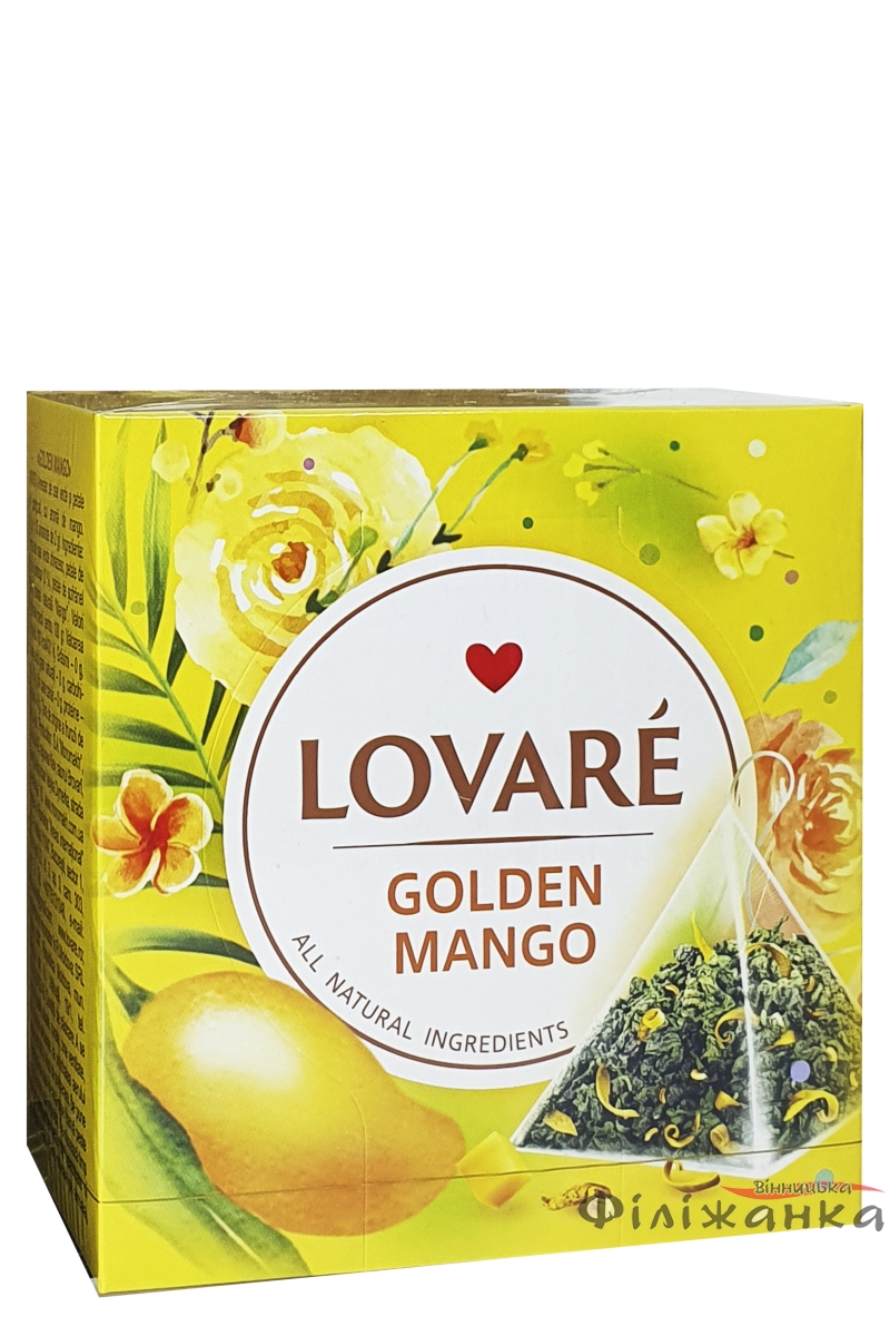 Чай Lovare Golden Mango зелений в пірамідках з ароматом манго 15 шт х 2 г (54205)