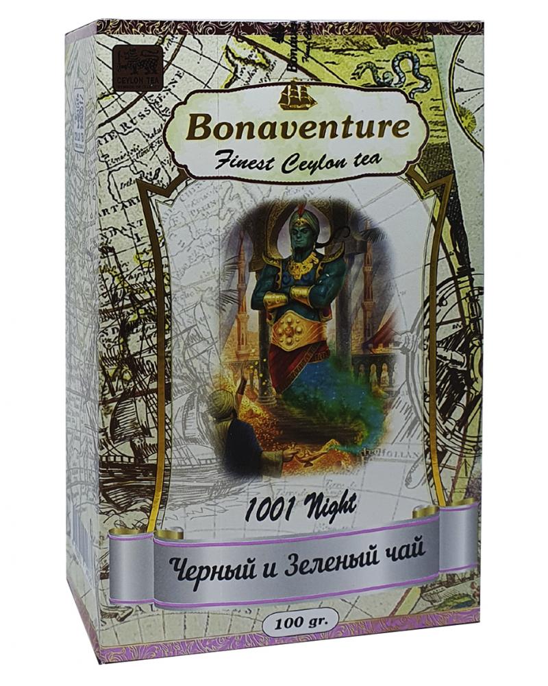 Чай Bonaventure 1001 Night черный с зеленым с ароматом земляники и тропических фруктов 100 г (1757)