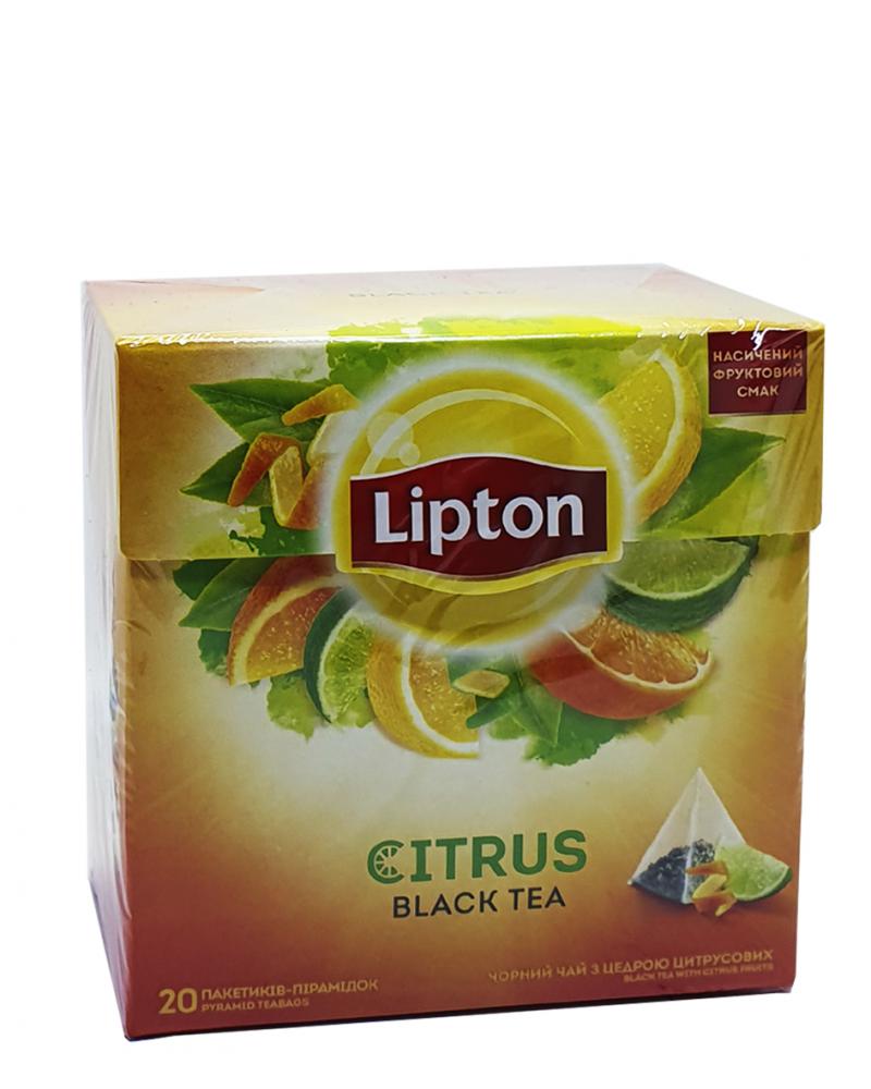 Чай Lipton Citrus чорний з цедрою цитрусових в пакетиках-пірамідках 20 х 1,8 г (944)