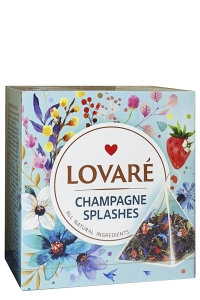 Чай Lovare Брызги шампанского черный с зеленым с ароматом земляники в пирамидках 15 шт х 2 г (54204)