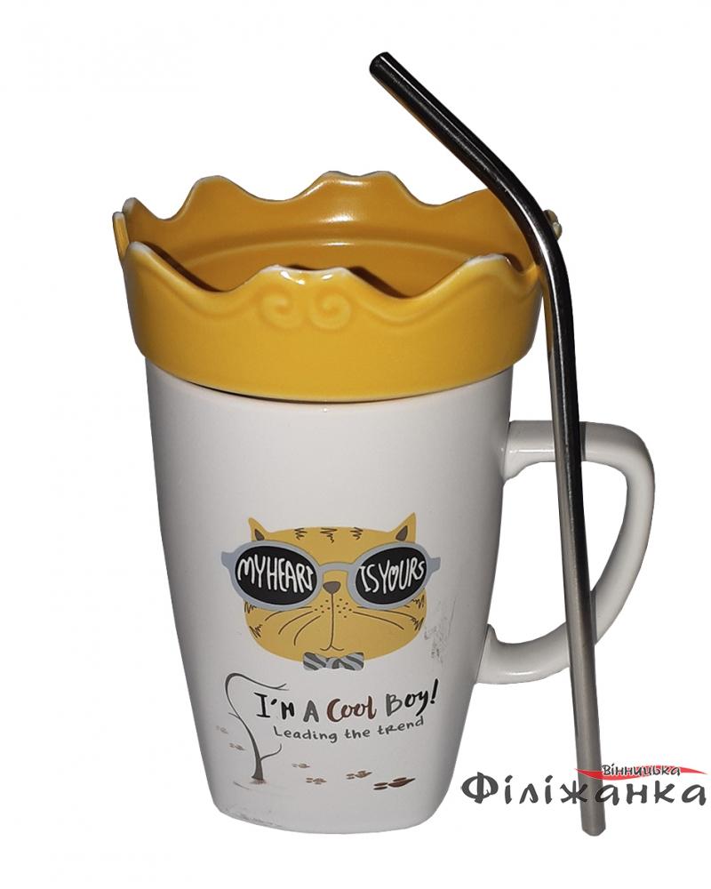 Кружка з кришкою і трубочкою Great Coffee  Крутяк 420 мл (54447)
