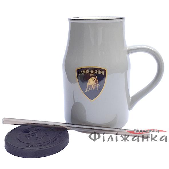 Кружка с крышкой и трубочкой Great Coffee  Авто-Итали 400 мл  (52998)