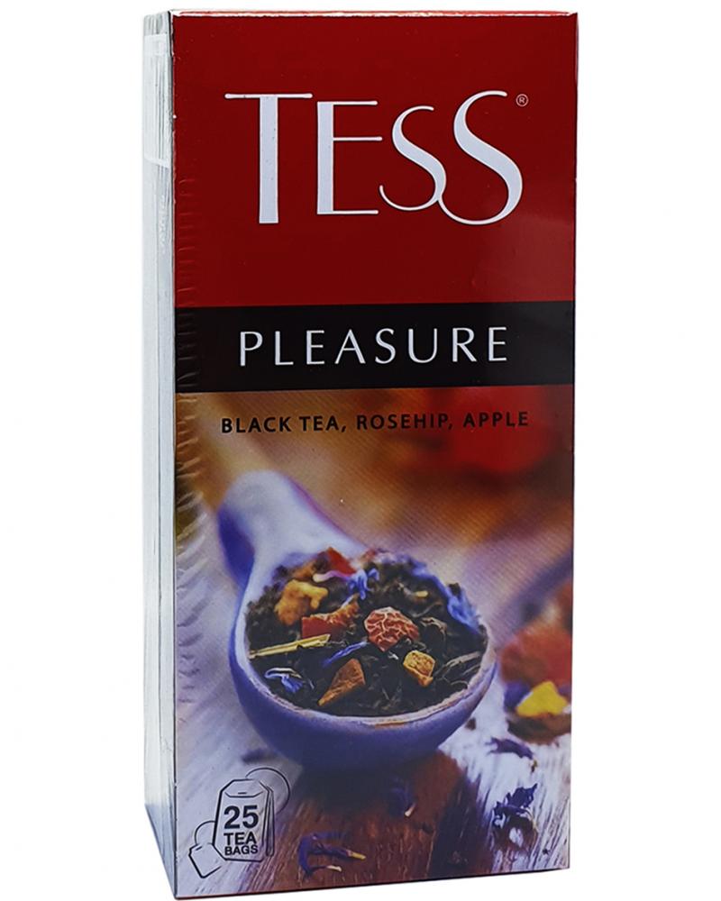 Чай Tess Pleasure чорний з шипшиною, яблуком і пелюстками квітів в пакетиках 25 шт х 1,5 г (723)