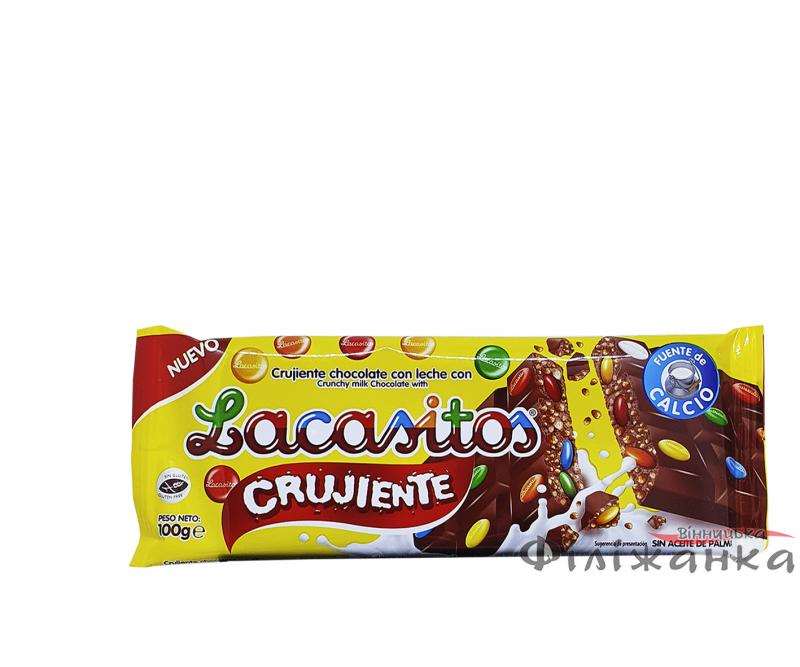 Шоколад Lacasitos Crujiente Молочный с глазурованным драже и бисквитными шариками 100 г (52816)