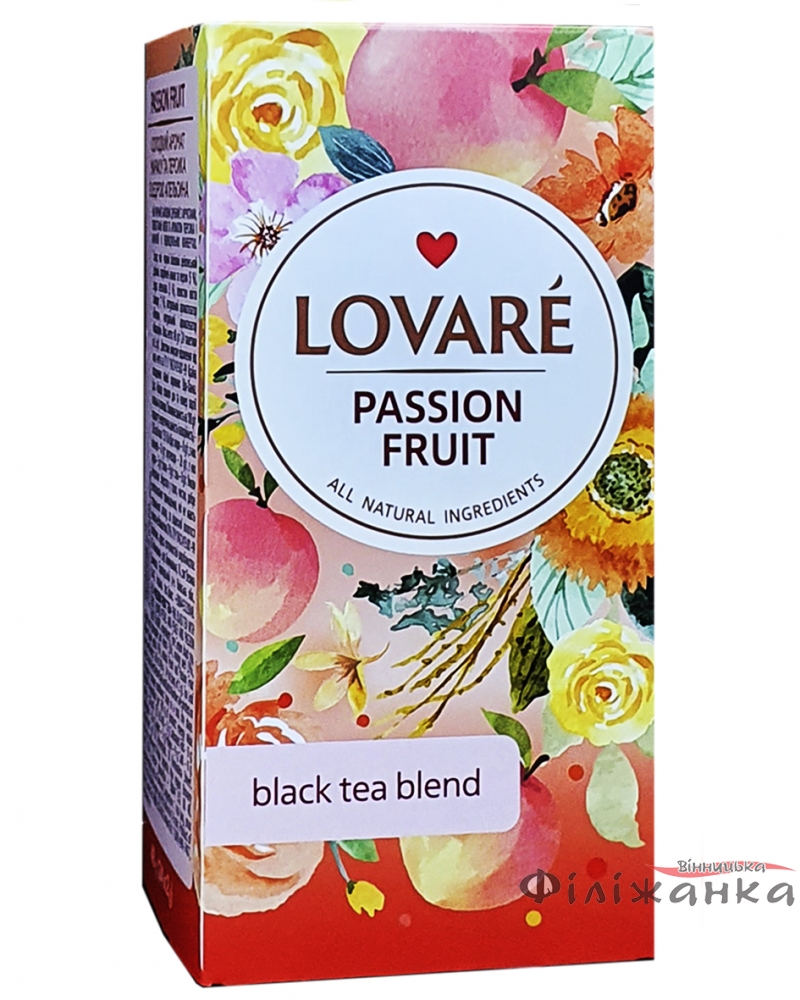 Чай Lovare Плід Пристрасті чорний в пакетиках з ароматом персика 24 шт х 2 г (54715)