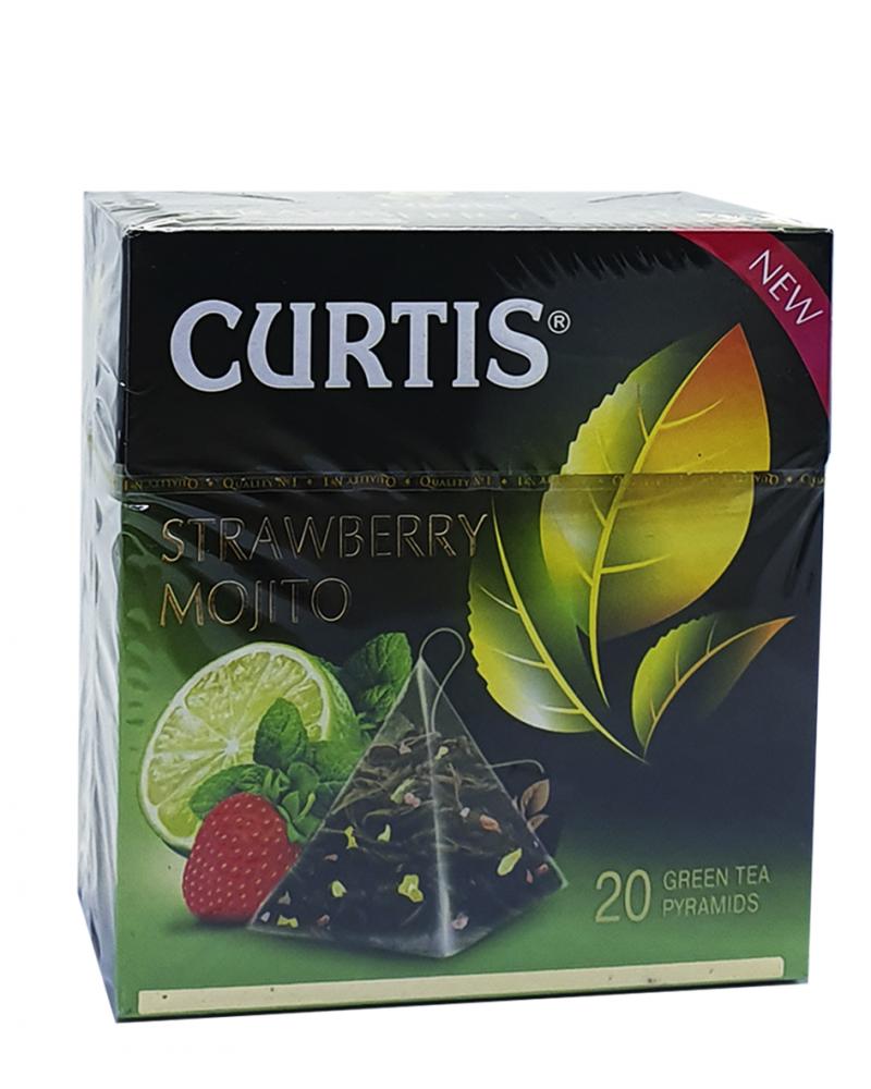 Чай Curtis Strawberry Mojito зелений зі смаком Полуничний Мохіто в пакетиках-пірамідках 20 шт х 1,7 г (53286)