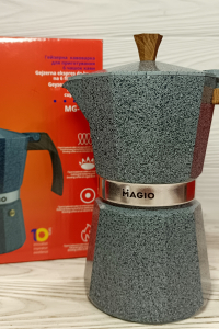 Гейзерна кавоварка Magio алюмінєва 300 мл 6 чашок, ручка з термостійкого пластику, індукція (58677)