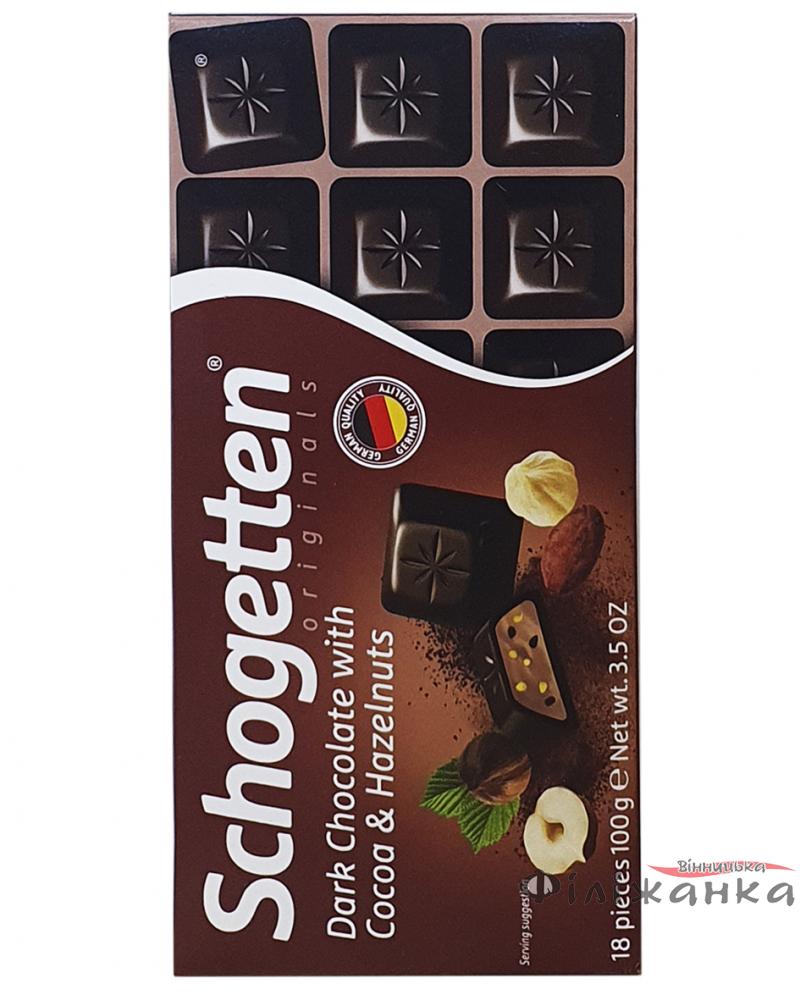 Шоколад темний з начинкою "крем-какао", з подрібненими какао-бобами і лісовими горіхами Schogetten Dark Chicolate with Cocoa&Hazelnuts 100 г (52502)