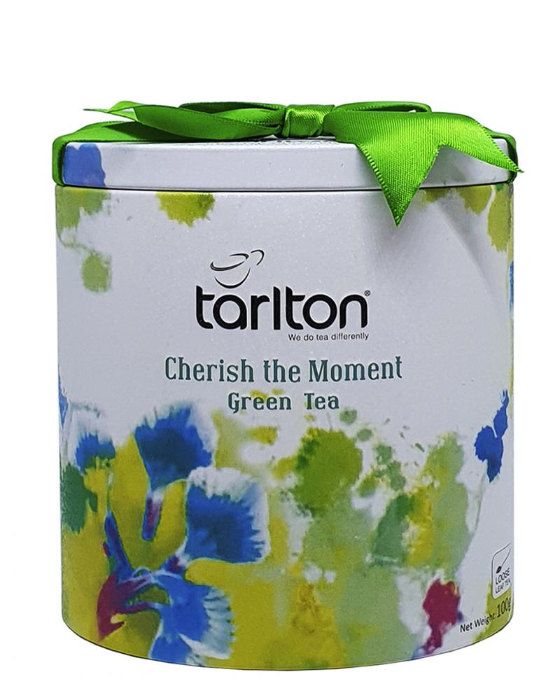 Чай Tarlton CHERISH the MOMENT Насолода зелений цейлонський листовий ганпаудер в металевій банці 100 г (53242)