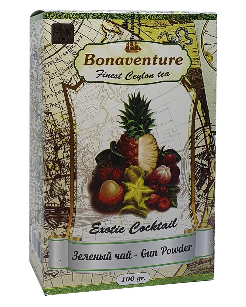 Чай Bonaventure Exotic Cocktail Ганпаудер зеленый с экзотическими фруктами 100 г (1754)