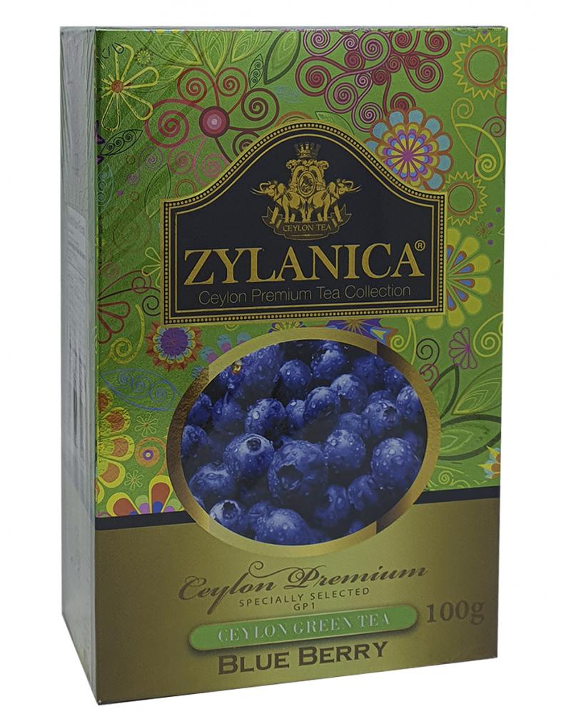 Чай зелений с ароматом чорниці Zylanica Blue Berry Ганпаудер 100 г (877)