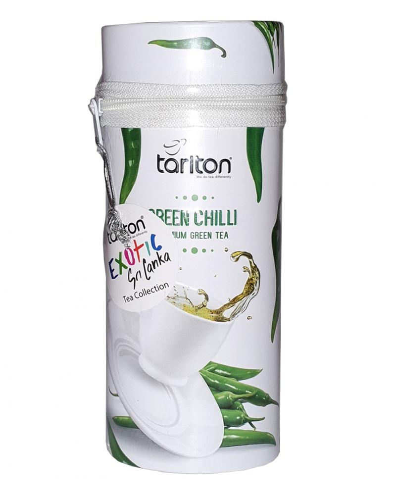Чай зеленый листовой  Tarlton с кусочками перца Чили  75г ж/б с замком-молнией (54080)