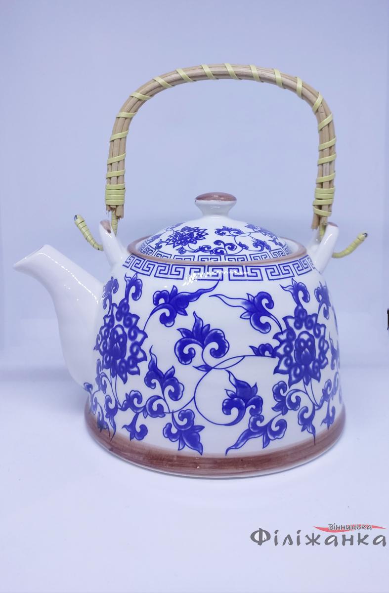 Чайник керамічний з ситом "Блакитна хризантема" 900 мл (1690)