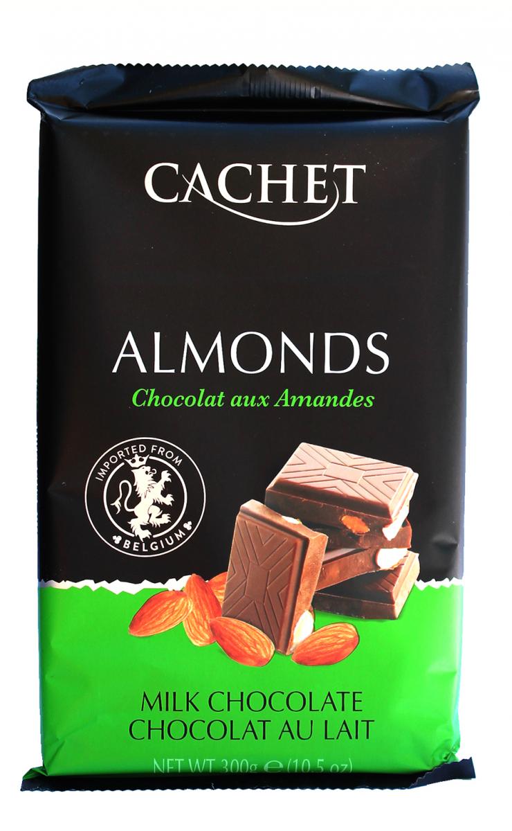 Шоколад Cachet Almonds Молочный с миндалем 300 г (52305)