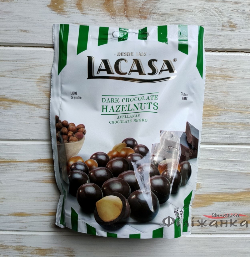 Драже фундук в черном шоколаде Lacasa 125 г (56787)
