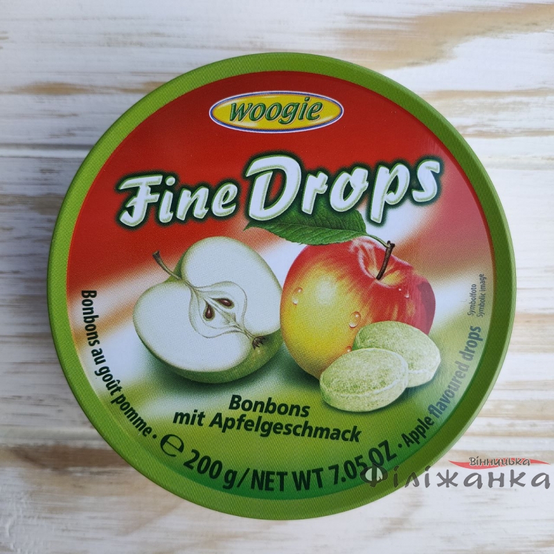 Леденцы со вкусом яблок Woogie Fine Drops 175 г (56977)