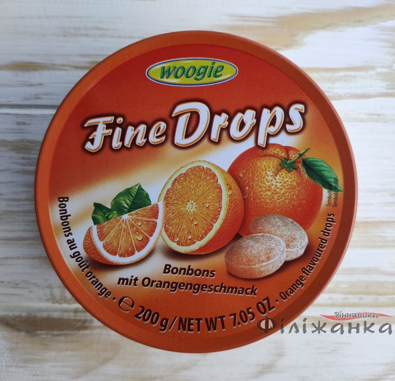 Льодяники зі смаком апельсина Woogie Fine Drops 200 г (56897)