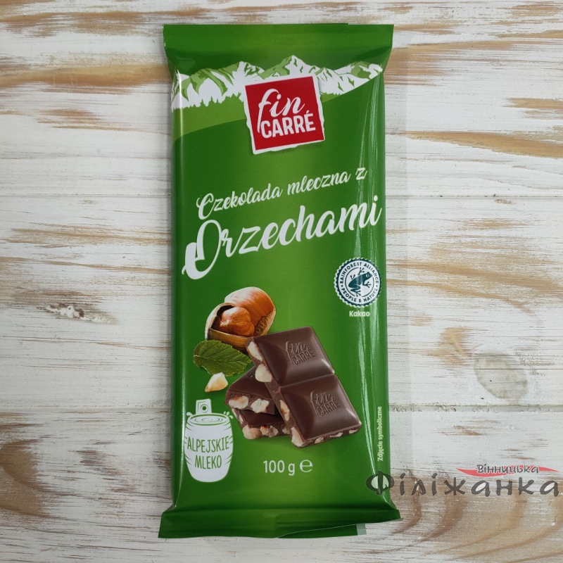 Шоколад молочный с дробленым лесным орехом Fin Care Альпийское молоко 100 г (57397)