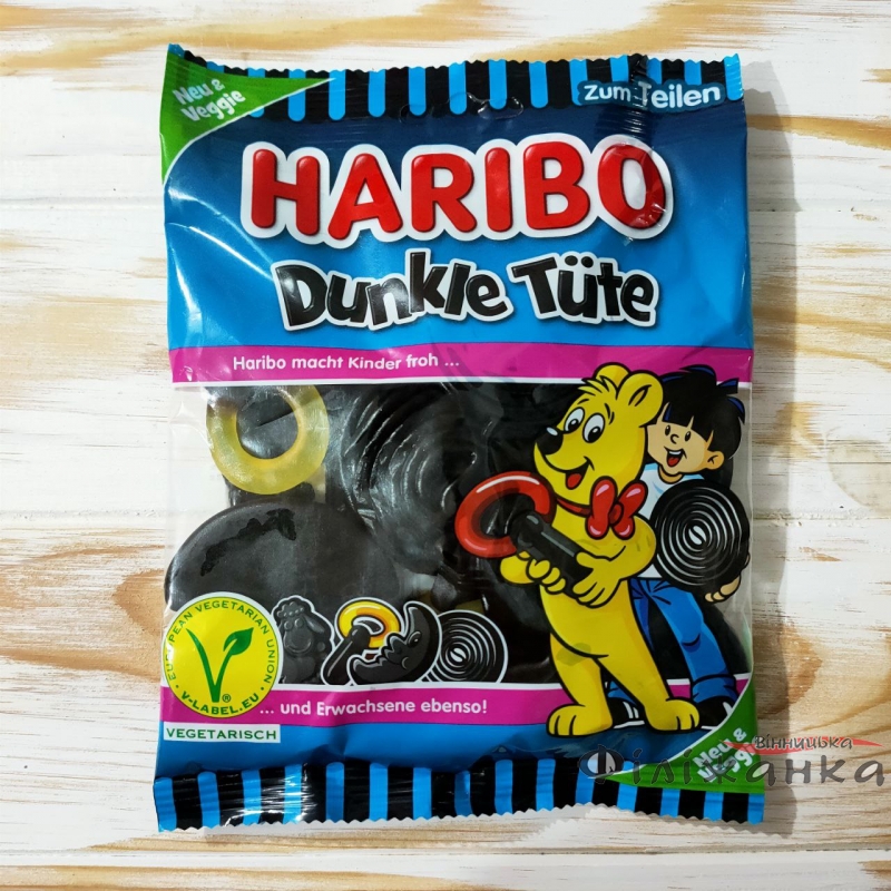 Желейные конфеты с лакрицей Haribo Dunkle Tute 175 г (57373)