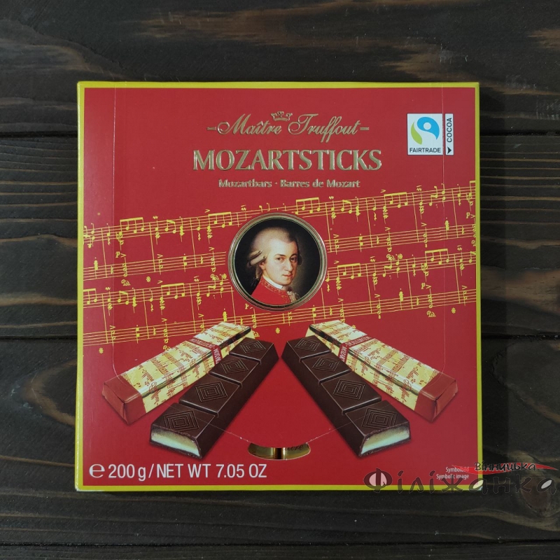 Конфеты из темного шоколада с марципаном Maitre Truffout Mozart Sticks 200 г (57502)