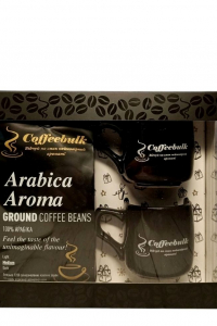 Набір Coffeebulk Black gold кава Arabica Aroma мелена 225 г кружка 2 шт 130 мл (55515)