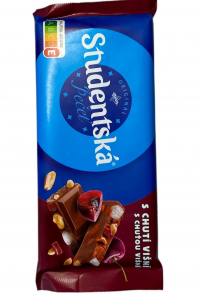 Шоколад Studentska Вишня Молочний з арахісом вишнею і желе 180 г (52344)