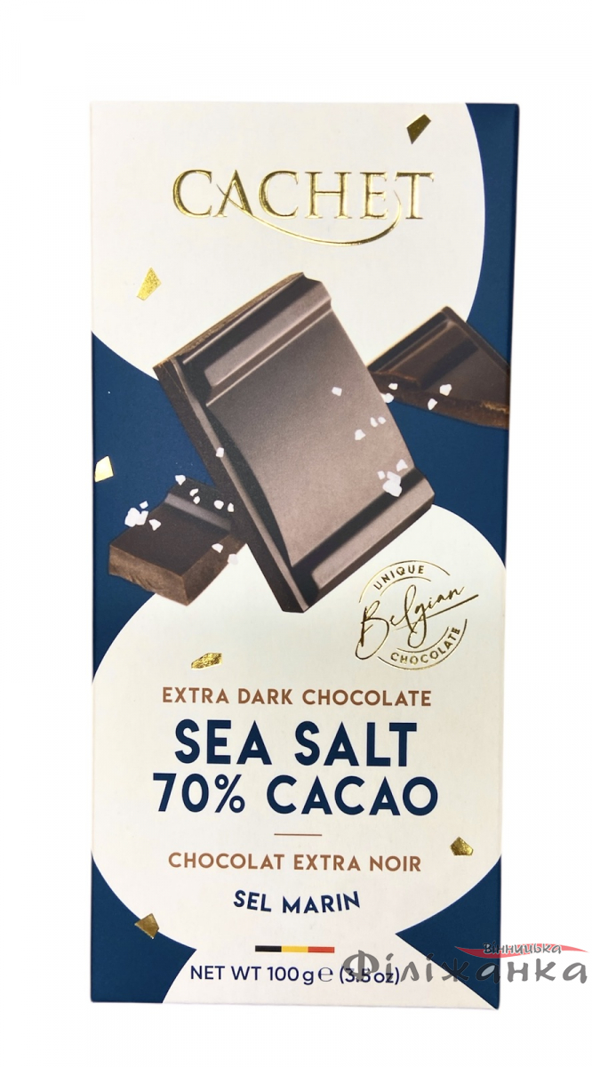 Шоколад CACHET чорний з морською сіллю 70% какао 100 г (60691)