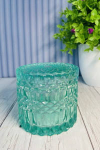 Цукерниця скляна з кришкою (цукорниця) Бірюзове задзеркаля (60787)