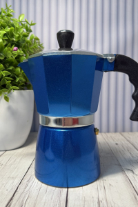 Гейзерная кофеварка Комо алюминиевая синяя 300 мл 6 чашек (60992)