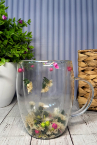 Чашка стеклянная двойная Цветочное чудо 350 мл (61140)