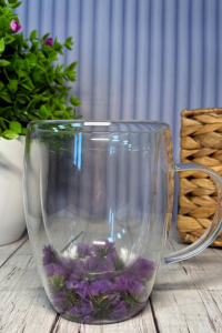 Чашка стеклянная двойная Цветочное чудо 350 мл (61141)