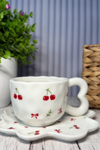 Чашка с блюдцем Вишневая любов 300 мл (61144)