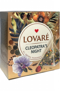 Чай Lovare Ночь Клеопатры с ягодами, лепестками цветов и ароматом малины 15 пирамидок (59220)